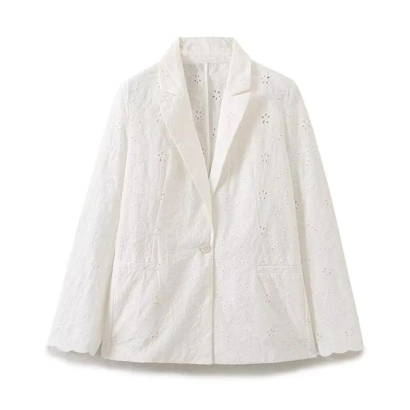 

Spring Summer 2024 Women's Versatile Embroidered Hollow out Thin Suit Jaet Faionable All-Match Lightweight Coat