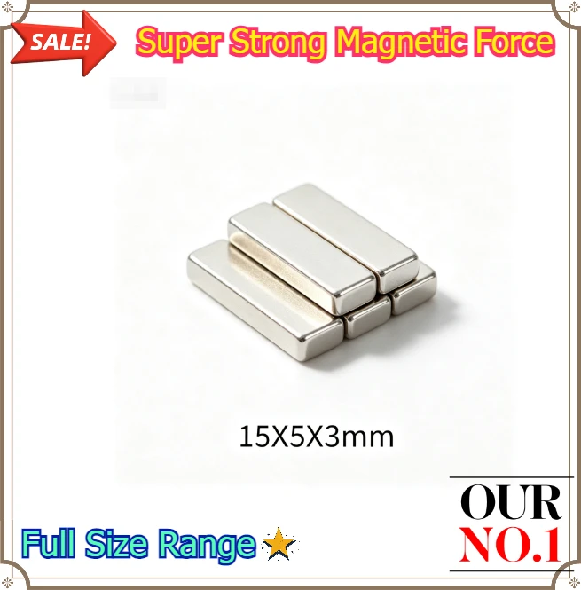 Super Strong 15x5x3mm Neodymium Magnet Square Block NdFeB Permanent Magnet For DIY Handmade Arts And Crafts