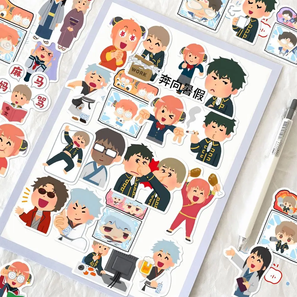 GINTAMA Anime Sticker Sakata Gintoki Hijikata toushiirairasutoya tarzı çıkartmalar sevimli dizüstü telefon kılıfı DIY dekor kırtasiye