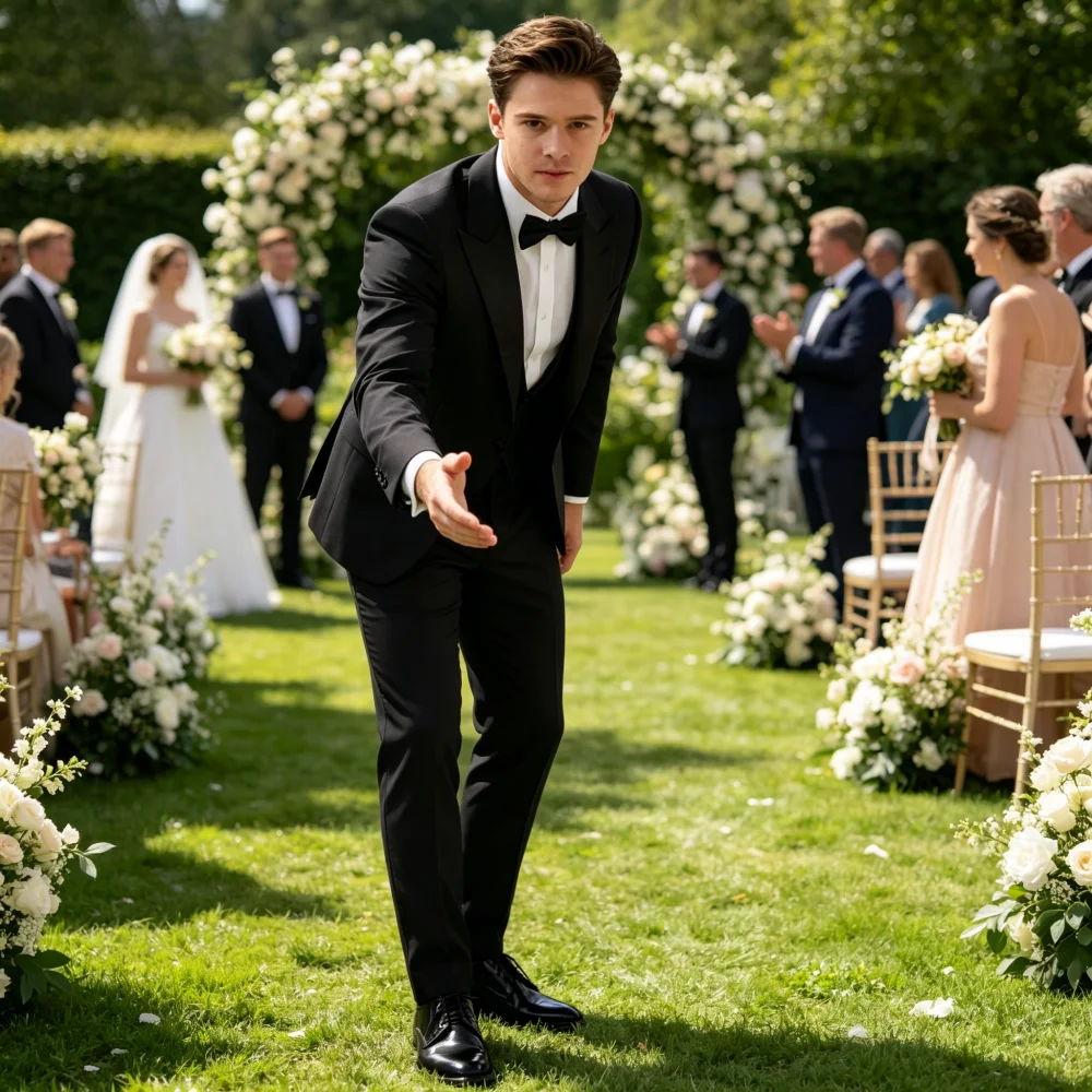 

Men's Bespoke Three-Piece Suit Jacket Waistcoat Trousers Set for Weddings Cocktail Parties Formal Occasions Custom Tailored