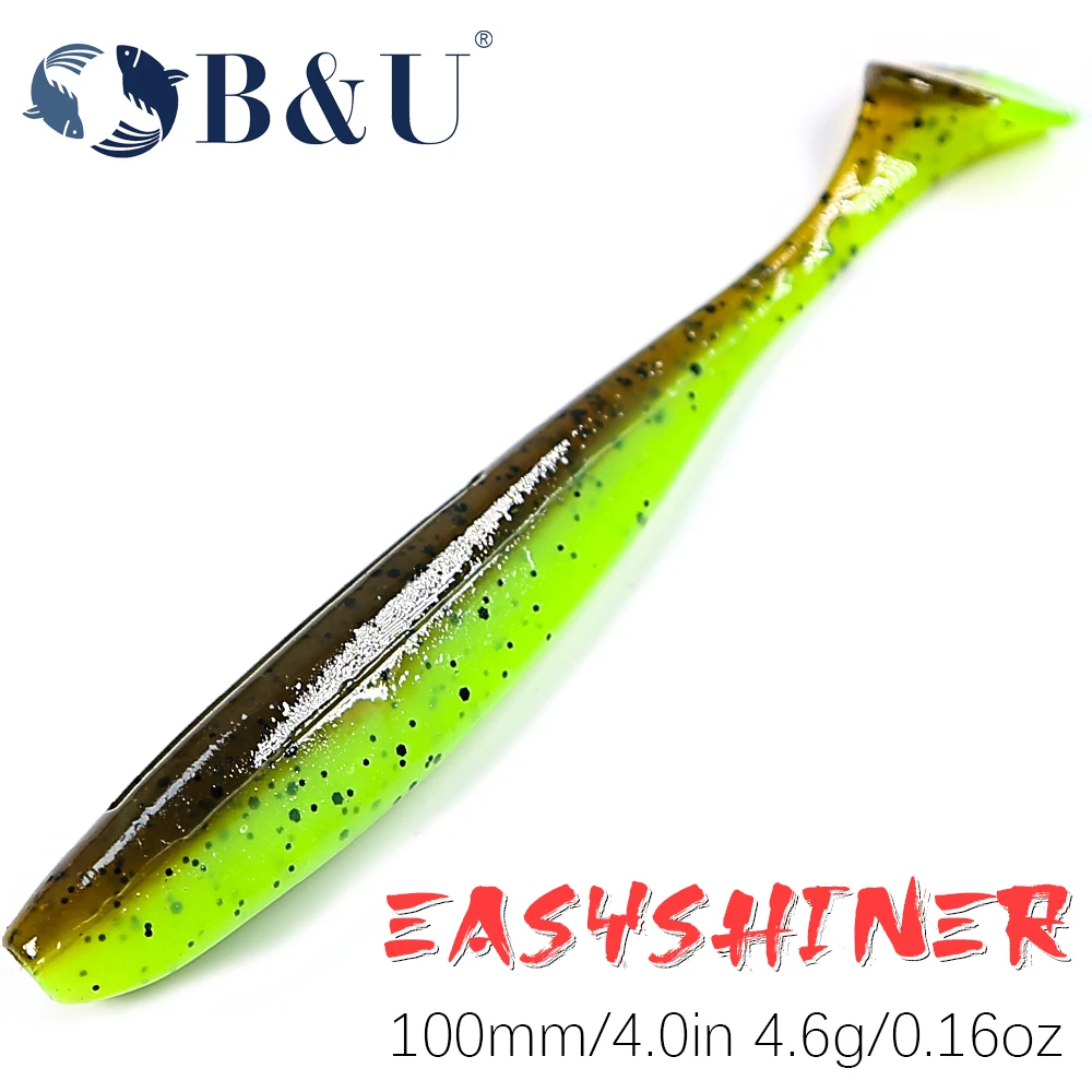 

B & U Easy Shiner, рыболовные приманки, Мягкая приманка 100 мм, большие приманки для форели, приманки, воблеры, Iscas, искусственная рыба, силиконовая пластиковая плавающая приманка