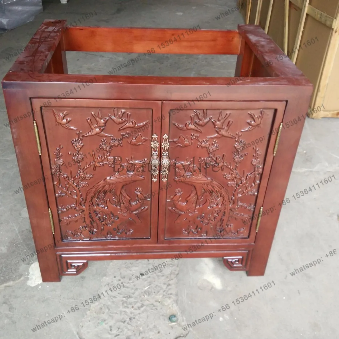 Chinese antique bathroom cabinet, marble hand wash face basin bathroom cabinet