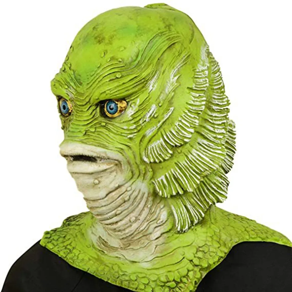 Mermaid Monster Head Set Movie Black Lake Demon Pool Green Fish Monster Mask Makeup Ball Aquatic Animal Fish Head