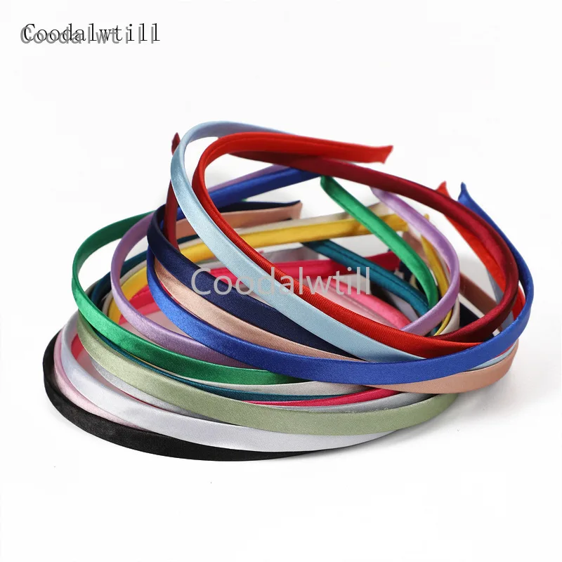 

50Pieces/Lot 0.7CM(7MM) Width Headband Satin Cover Metal Hairband Hairwear Women Head Hoop Hairbands DIY Hair Accessories