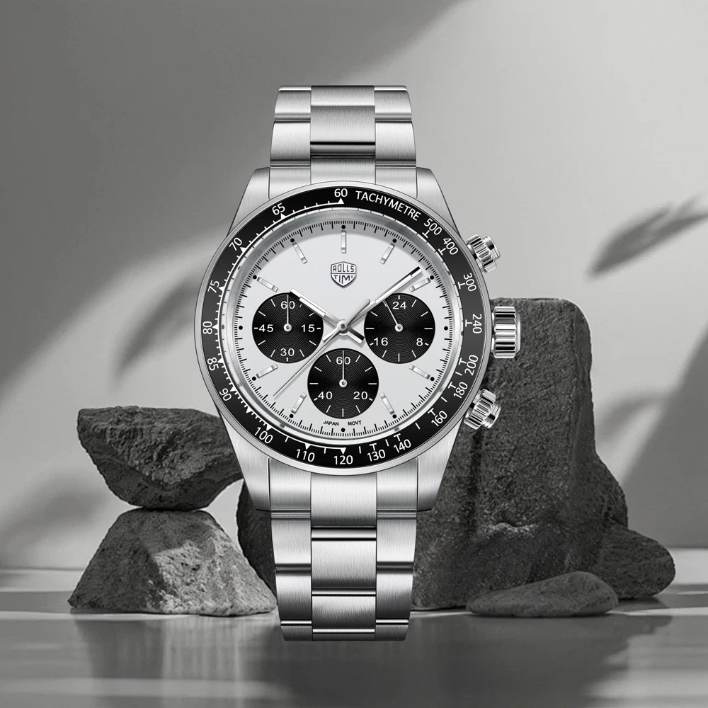 

Rollstimi 2024 New Luxury Men Watch Quartz Business Men's Watch Sapphire TMIVK63 Movement Stainless Steel Waterproof Chronograph