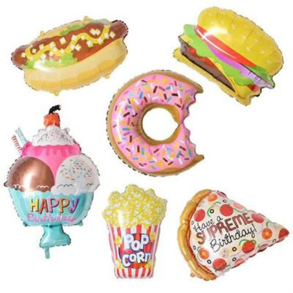 

Hamburger Aluminum Foil Balloons Birthday Decor Photo Prop Reusable Party Supplies Celebrations Decorative Balloon
