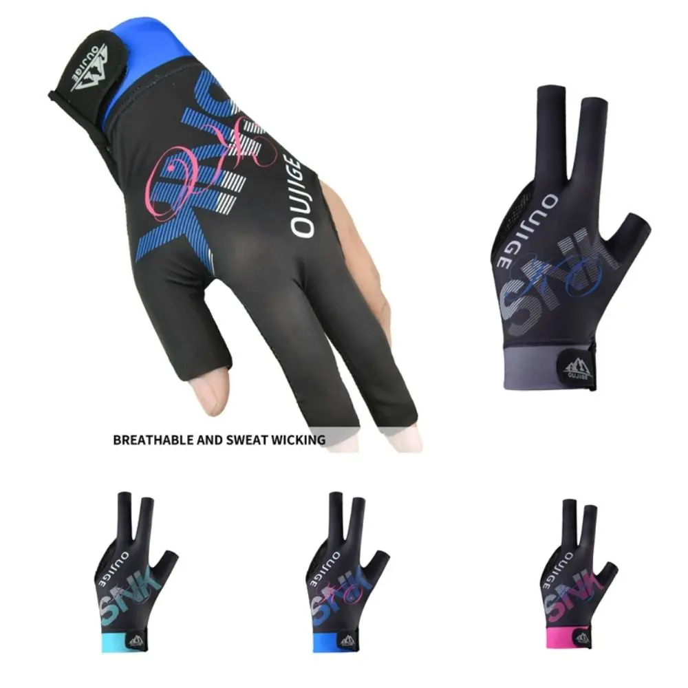 

Бильярдные перчатки с тремя пальцами для левой руки. Износостойкие перчатки для снукера для левой руки. Легкие перчатки с тремя вырезами.