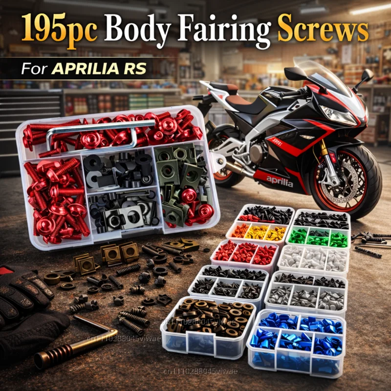 

195pcs Motorcycle Fairing Bolts Body Screws Nuts For RS660 RS457 RS125 RSV4 SR GT 125 250 RS 660 V4 457 Kit Aluminum CNC Clips