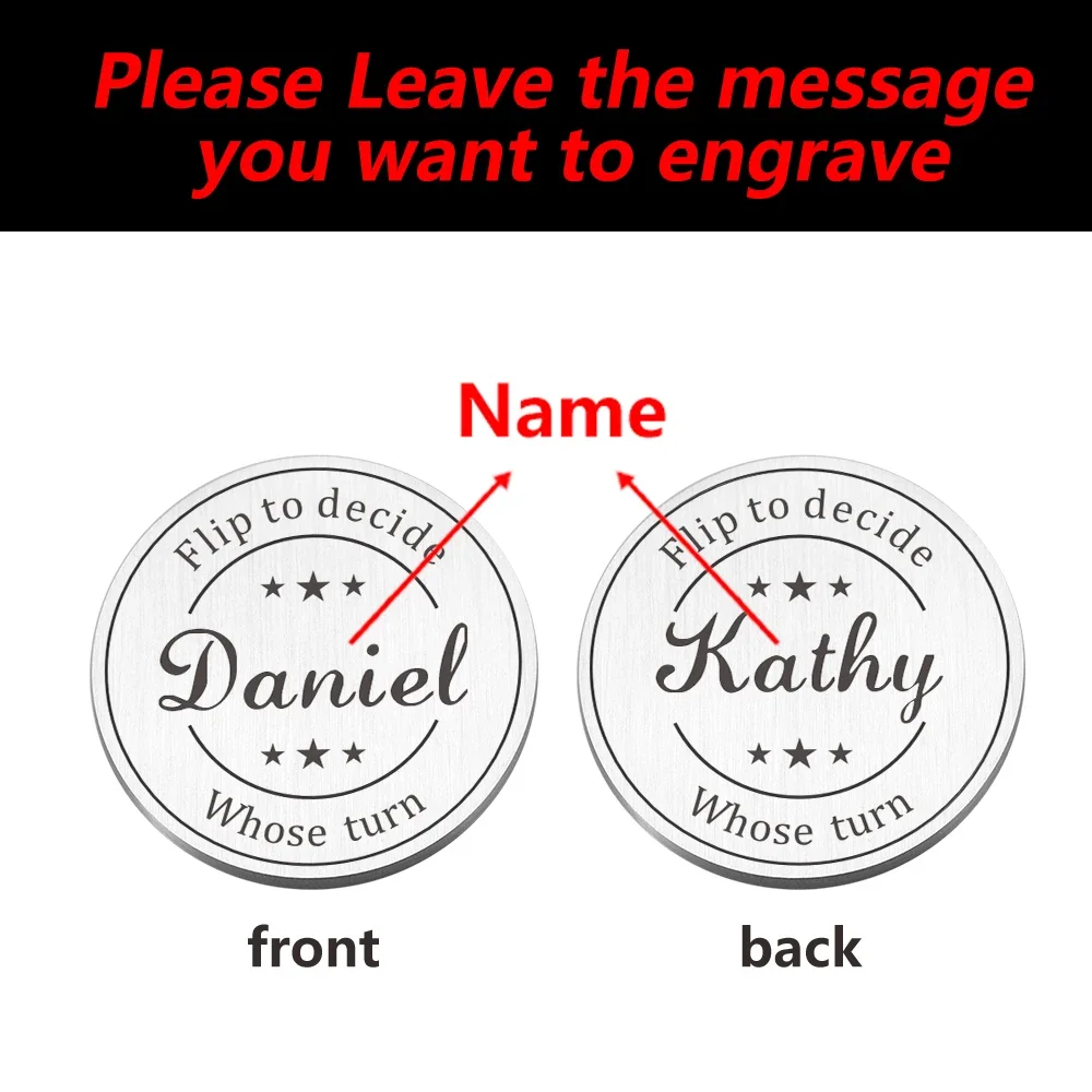 Personalised Decision Coin Customized Couples Flip Coin For Him Boyfriend Girlfriend Flip To Decide Prediction Anniversary Gifts