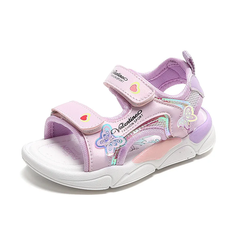 صنادل Sandalias Princess Sandals Summer New Cartoon Girl Shoe Soft Sole Baby Sandals Fashion Beach Shoe Flat Sandals Kid Shoe 샌들