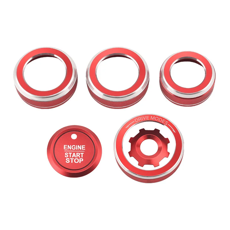 

For Ford Ranger 2022 2023 2024 Car Interior AC Volumn Knob One Click Start Stop Button Stickers Knob Decorative Frame Ring Cover