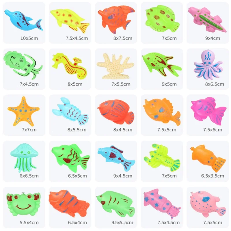 Fishing Children Boy 3D Girl Magnetic Toy Set Suit Magnetic Play Water Baby Toys Fish Square Round Hot Sale Gift for Kids