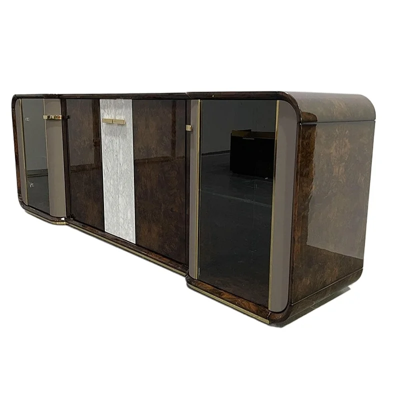 Italian light luxury tree tumor veneer solid wood, TV cabinet, entrance ca binet