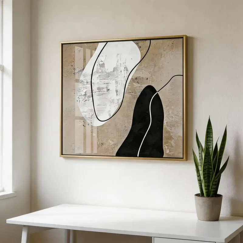 Japandi Style Minimalist Abstract Painting Zen Line Art Unframed Canvas Poster for Modern Home Wall Decor