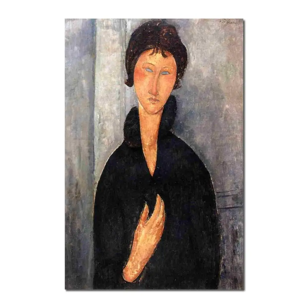 

Woman with Blue Eyes 1918 Amedeo Modigliani art online for sale High quality oil on canvas woman Portrait painting Handmade