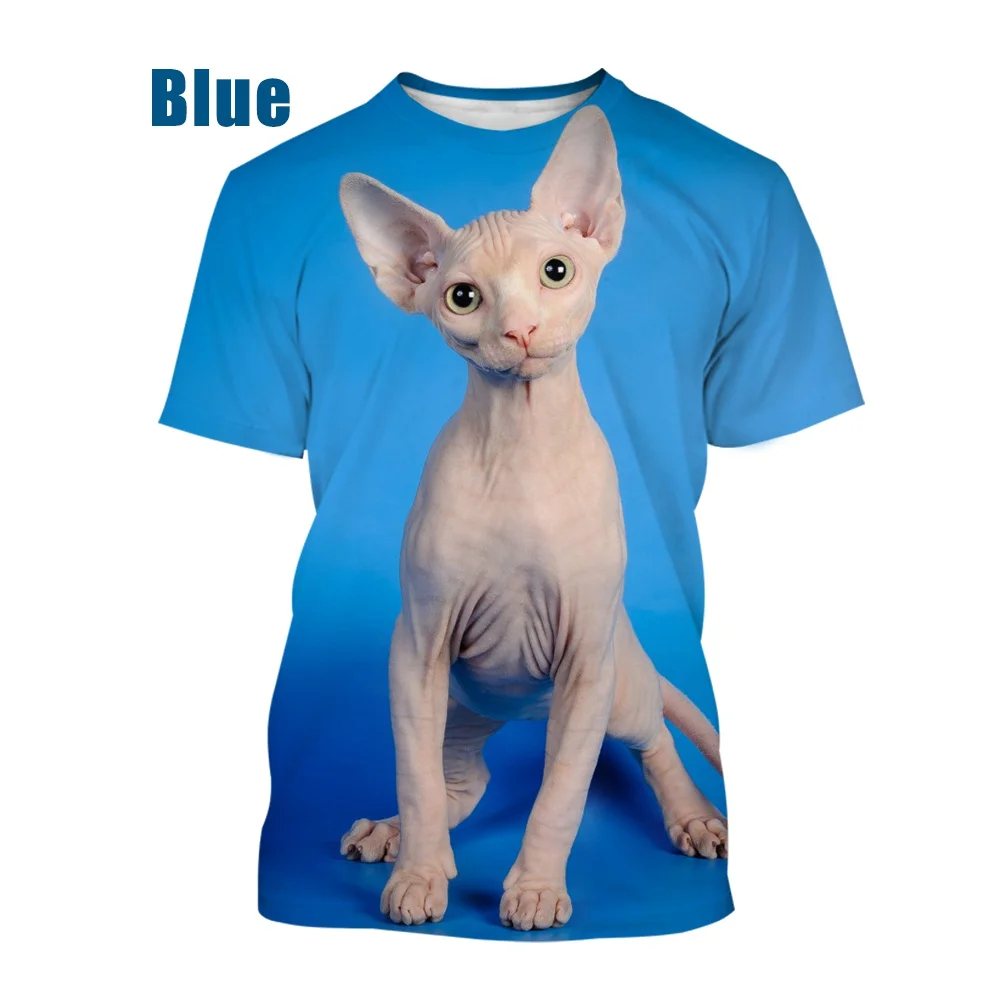 2022 Fashion New Cute Sphynx Cats 3D Print Casual T Shirt Fashion Men Women Short Sleeve Top