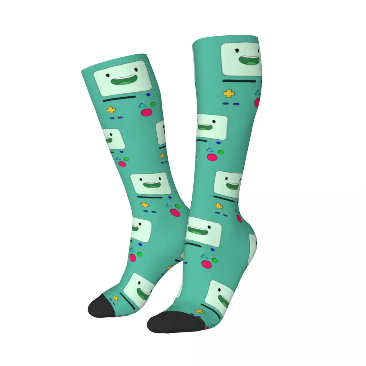 Bmo Sits And Waves - Adventure Time Socks Harajuku Stockings All Season Long Socks Accessories for Unisex Birthday Present