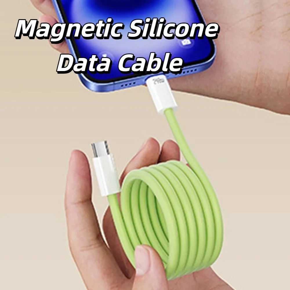 

Magnetic Type C Silicone Data Cable Automatic Storage Super Fast Charging Type C To Type C Phone Cable Data Cord Anti Winding