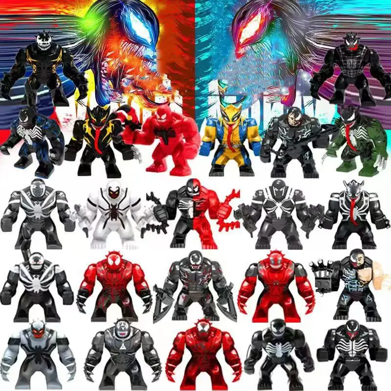 Marvel superhero, Venom puzzle DIY assembly CARNAGE symbiotic anime character building blocks, toys, children's gifts