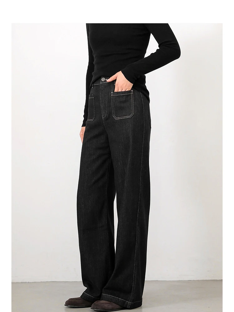 

Осень-зима Active Dye Bla Fce на подкладке прямые джинсовые брюки женские винтажные теплые брюки с высокой талией повседневные брюки