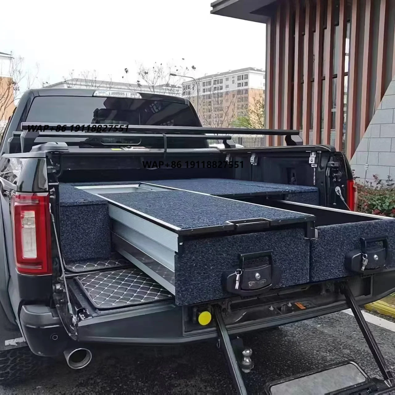 Retractable Folding Roll up Pickup Storage Drawer System for Raptor F150 Waterproof with Locking Function