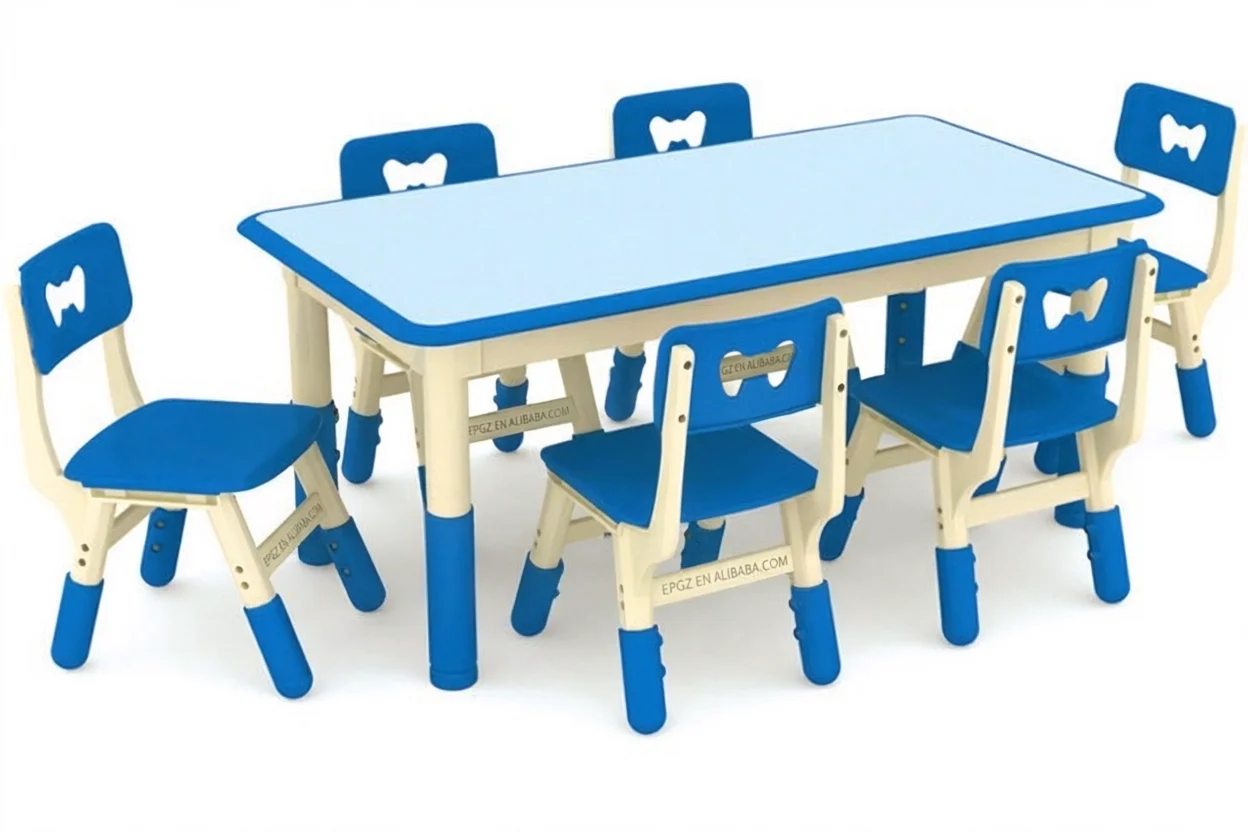Preschool Furniture Daycare Adjustable Study Table Children Furniture Sets Nursery Desk and Chair Set view 4