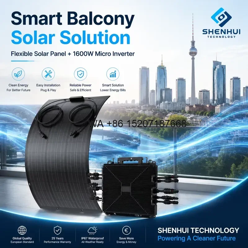 Wmwmnu 1600W Micro Inverter Solar System with 240W Flexible Solar Panels Plug and Play Balcony Solar Kit for Home Energy