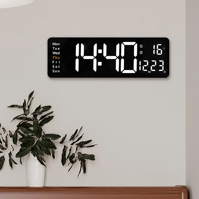 

16-inch large-screen digital wall clock temperature date week display remote control double alarm clock 12/24H LED wall clock