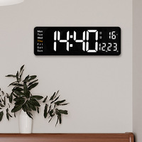 16-inch large-screen digital wall clock temperature date week display remote control double alarm clock 12/24H LED wall clock