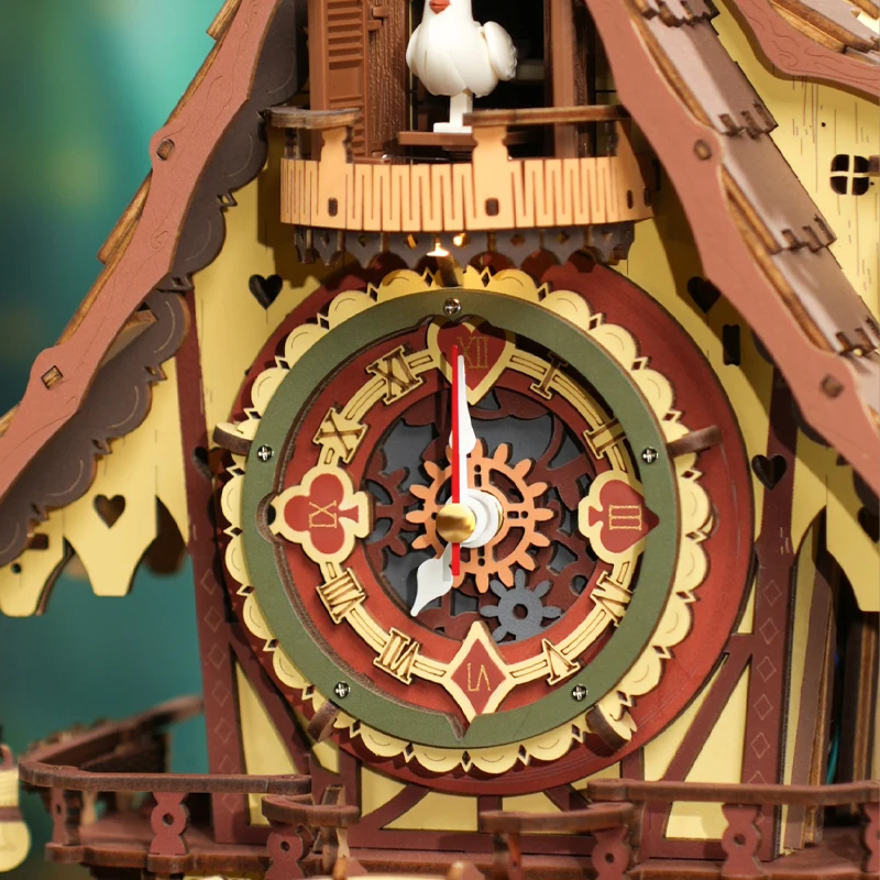 Reloj de cuco Kawaii de dibujos animados, reloj para sala de estar y dormitorio, adornos decorativos, montaje hecho a mano de madera, regalo de cumpleaños Retro