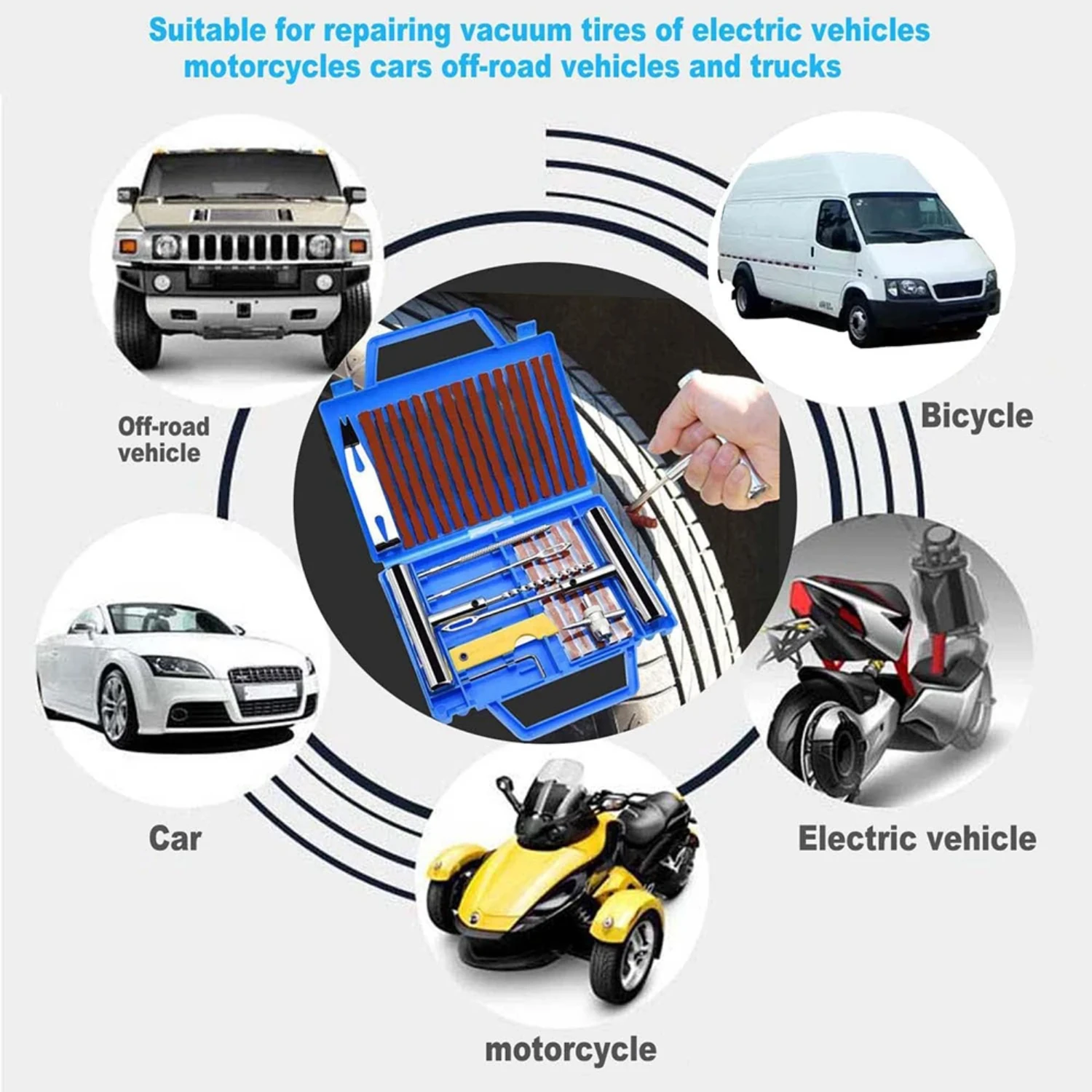 Top Grade High-quality Durable Tubeless Tire Repair Kit for Cars, Trucks, and Motorcycles - Must-have Essential Vehicle Emergenc