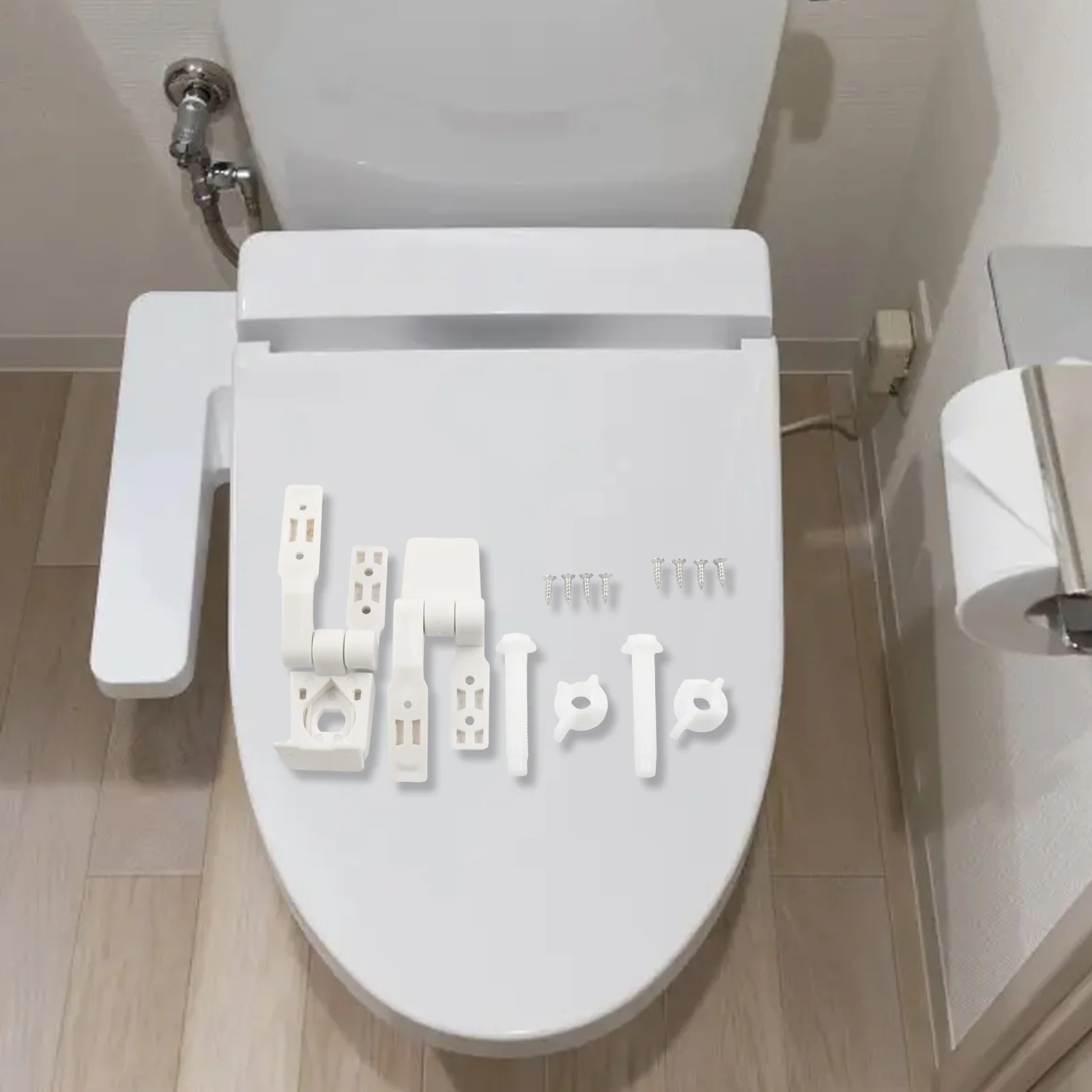 Plastic Toilet Seat Hinge Replacement Kit with Bolts Screws Nuts Suitable for Front Toilet Seats Reliable and Secure Hardware