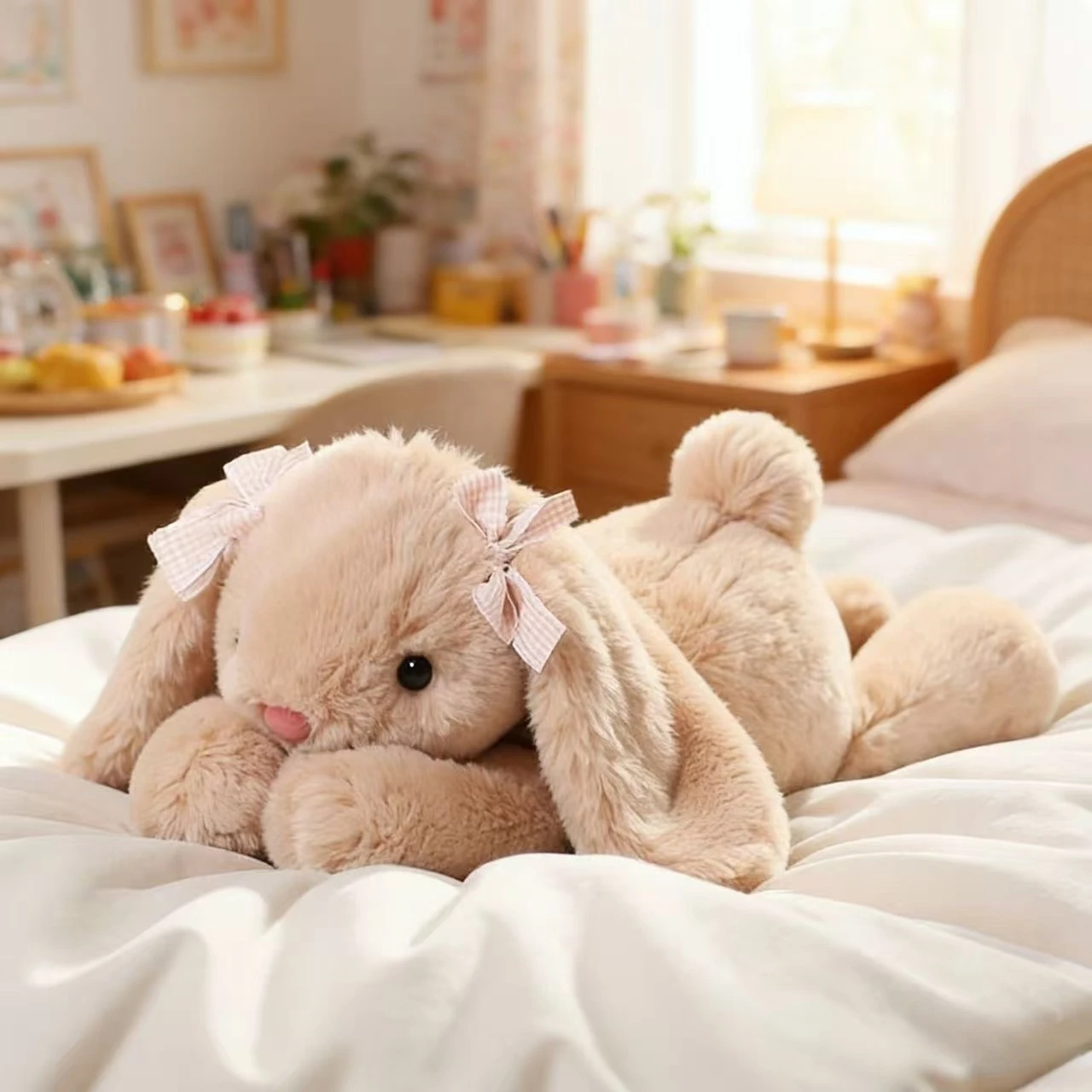 

2026 New Simulated Shy Rabbit Doll Stuffed Plush Toy Cartoon Anime Cute Pillow Pillow Pillow Children's Birthday Gift Fun Doll