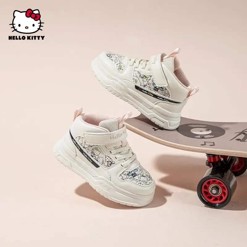 أحذية رياضية للأطفال بنمط Hello Kittys أحذية رياضية عصرية متعددة الاستخدامات لجميع المواسم أحذية مشي كاجوال مسطحة أحذية لوحية #3