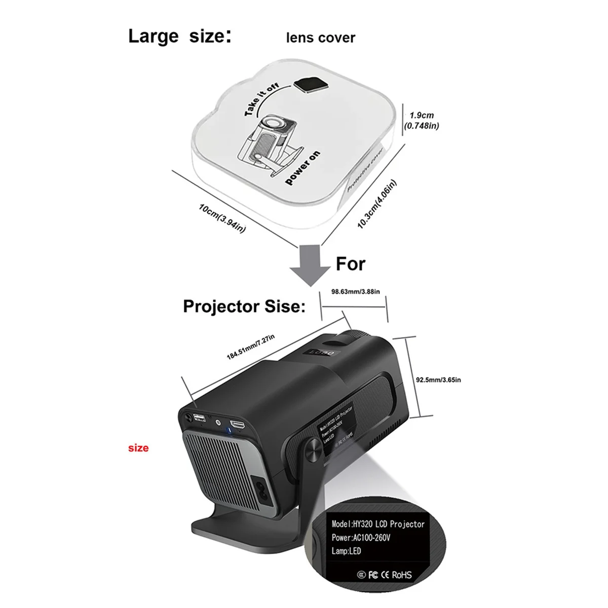 جديد 3C-HY320 غطاء عدسة جهاز العرض غطاء حماية الغبار لجهاز العرض HY320 ملحق جهاز العرض الأساسي