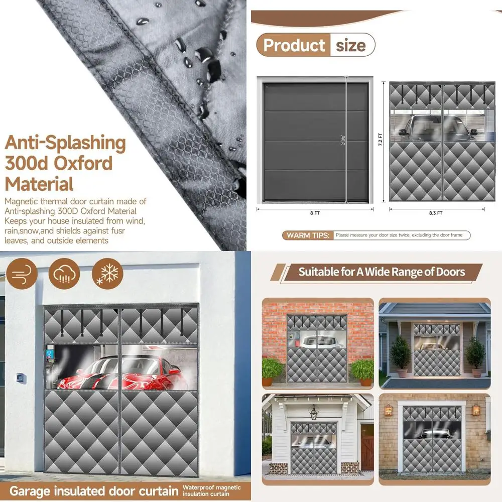 

Дверная занавеска с термоизоляцией и съемными окнами, толстый полиэстер, прочная ткань, ветрозащита без помощи рук, подходит для дверей 8x7 футов,