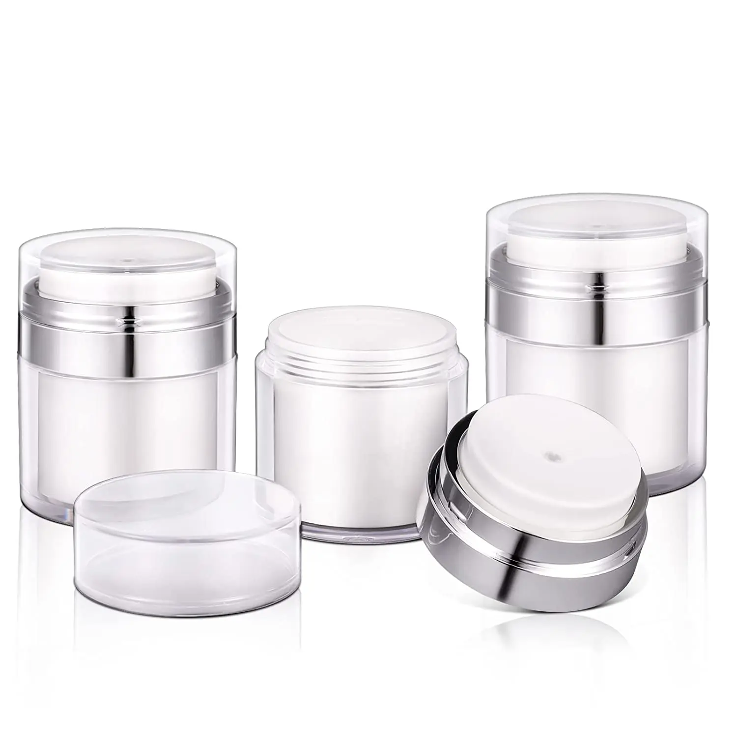 Reusable 0.5oz /1oz /1.7oz Empty Refillable Cosmetic Air Pump Jars Bottles Airless Lotion Cream Dispenser jar 15ml 30ml 50ml