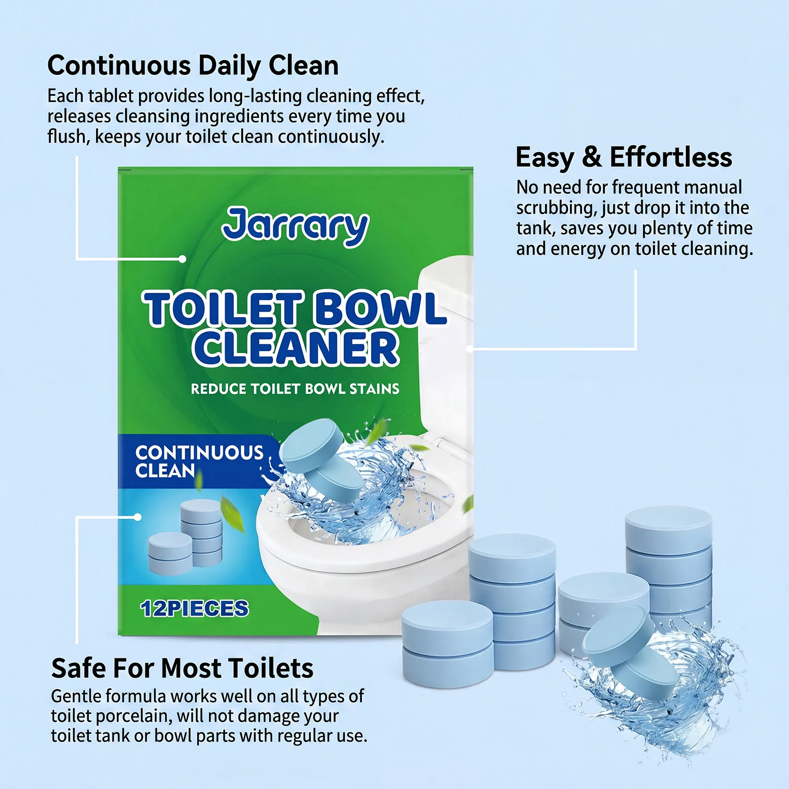 12pcs Toilet Cleaning Effervescent Tablets Home Toilet Bowl Removes Dirt Odor Brightening Home Daily Care Cleaning Tablets view 5