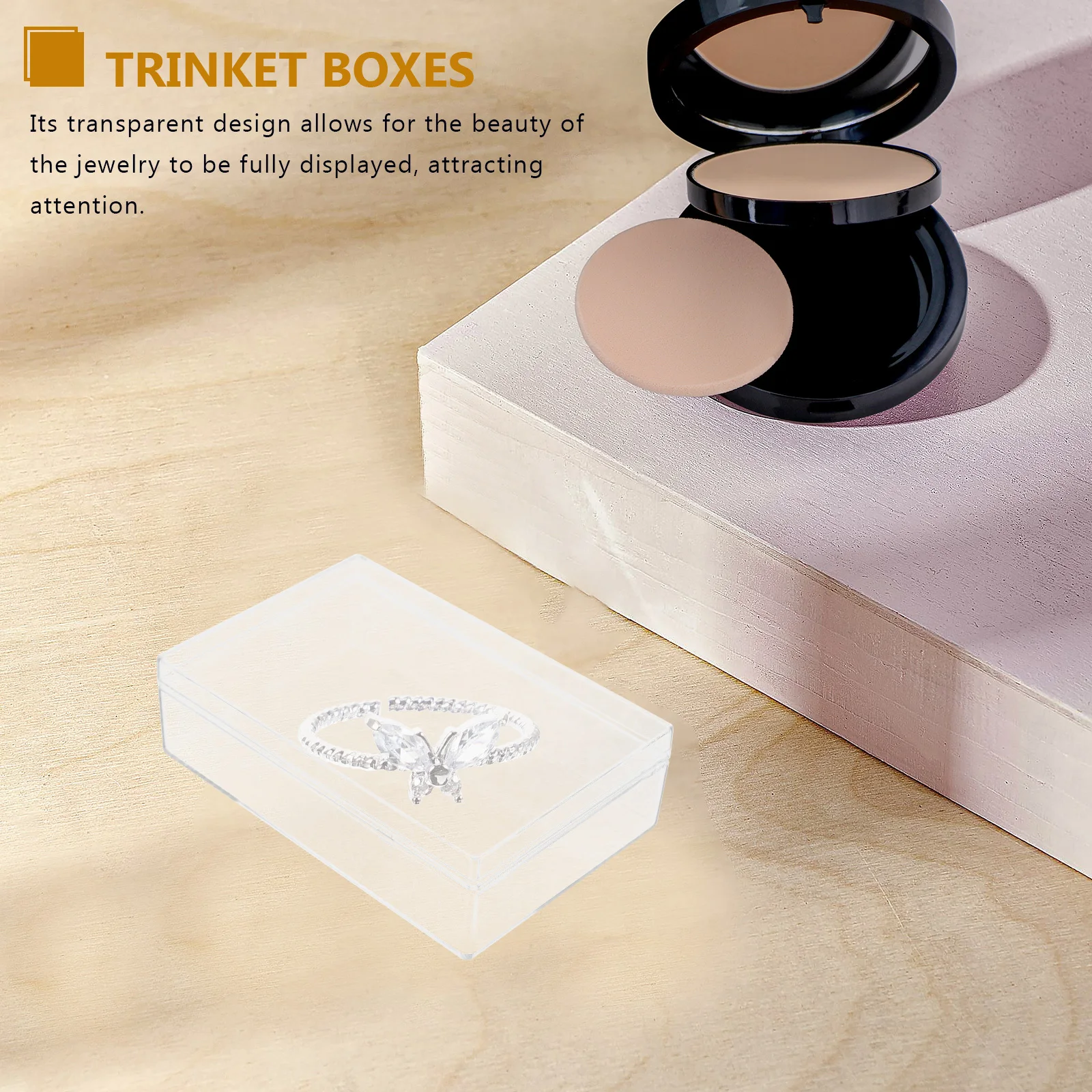 4Pcs Transparent Rectangular Jewelry Box Plastic Storage Organizer Bead Container Small Case for Jewelry Small Clear Box