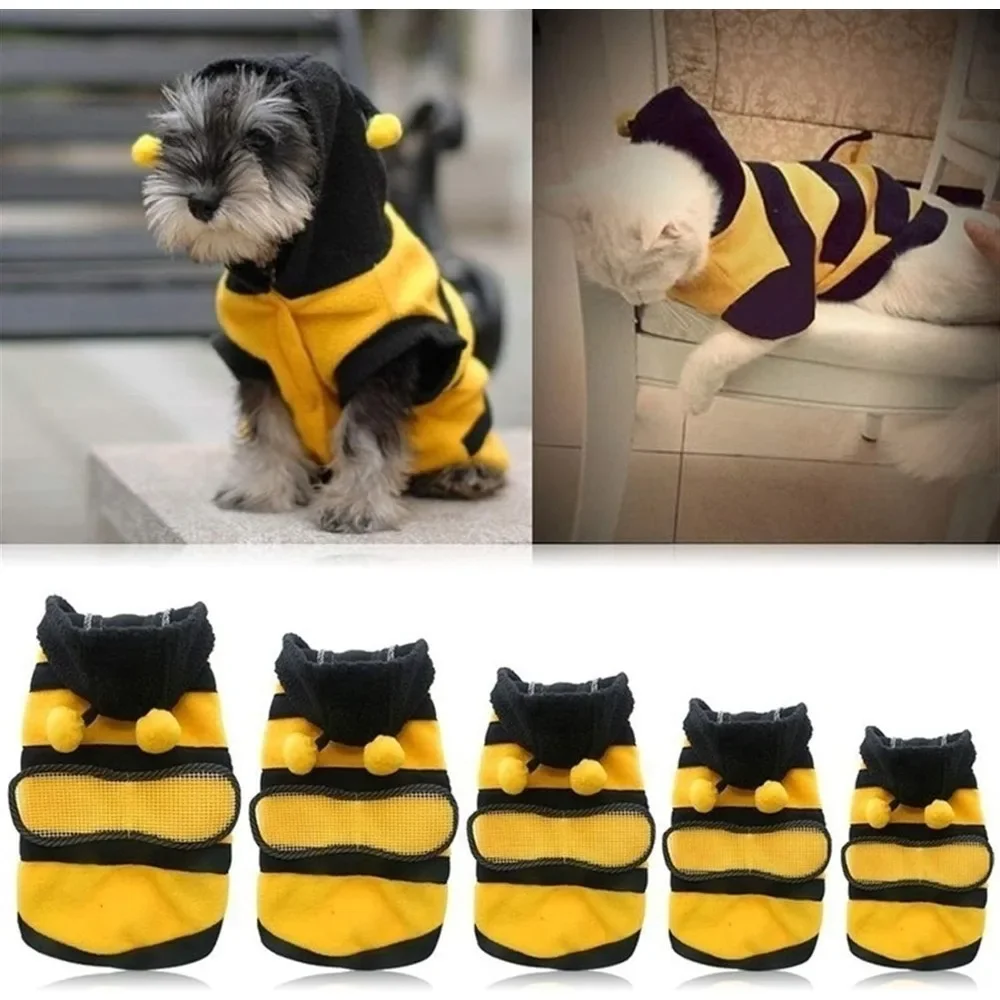 Pet Cute Bees Dog Clothes Cat Cosplay Sweater Clothes Soft Comfotable Puppy Hoodies Funny Costume for Teddy Poodle Warm Clothes