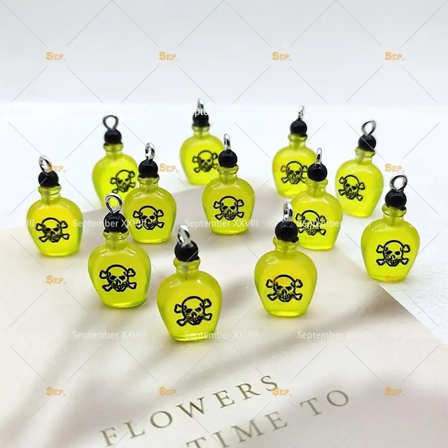 1/5/10/20/50/100pcs s Resin Skull Witch Magic Water Charms - Gothic Suitable for Halloween Bottle Necklaces, Potion Bottles, Wic