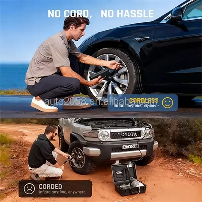 16000mAh portable 4-in-1 high-power 12V car emergency starter, with air compressor pump, lithium battery pack, mobile power