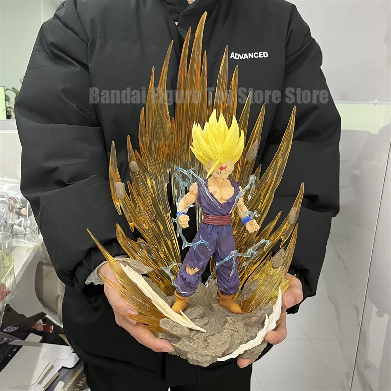 38cm Anime Dragon Ball Figure Super Saiyan Son Gohan Pvc Action Figure With Special Effect Collection Desktop Statue Toys Gifts