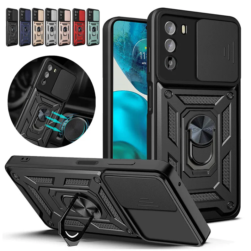 For Motorola G200 5G Case Slide Camera Lens Shockproof Armor Phone Cases For Moto Edge S30 Magnetic Car Holder Ring Stand Cover