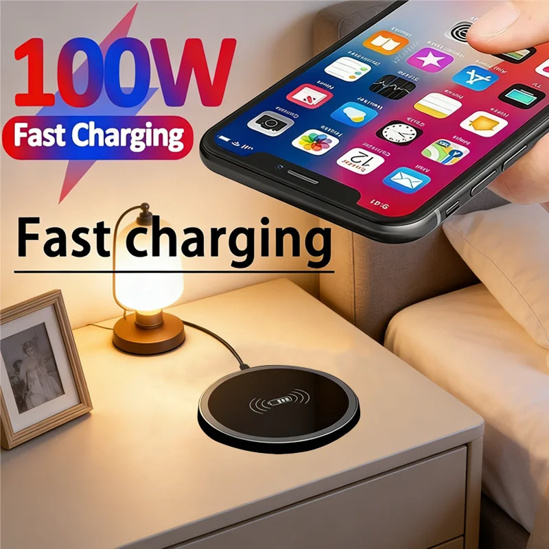 Desktop Embedded 100W Fast Wireless Charger Hidden Charging Pad For iPhone 17 16 Samsung Huawei Xiaomi Oppo Mobile Phone