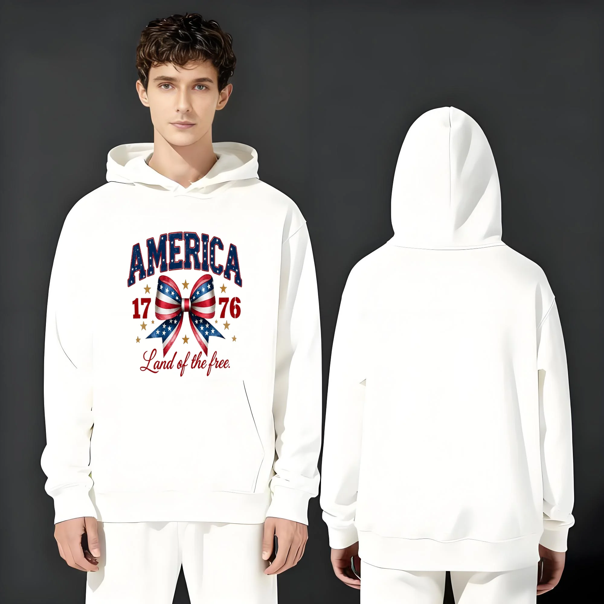 

The latest fashion and casual 330g heavyweight hoodie for men and women in 2025 with national flag element pattern printing