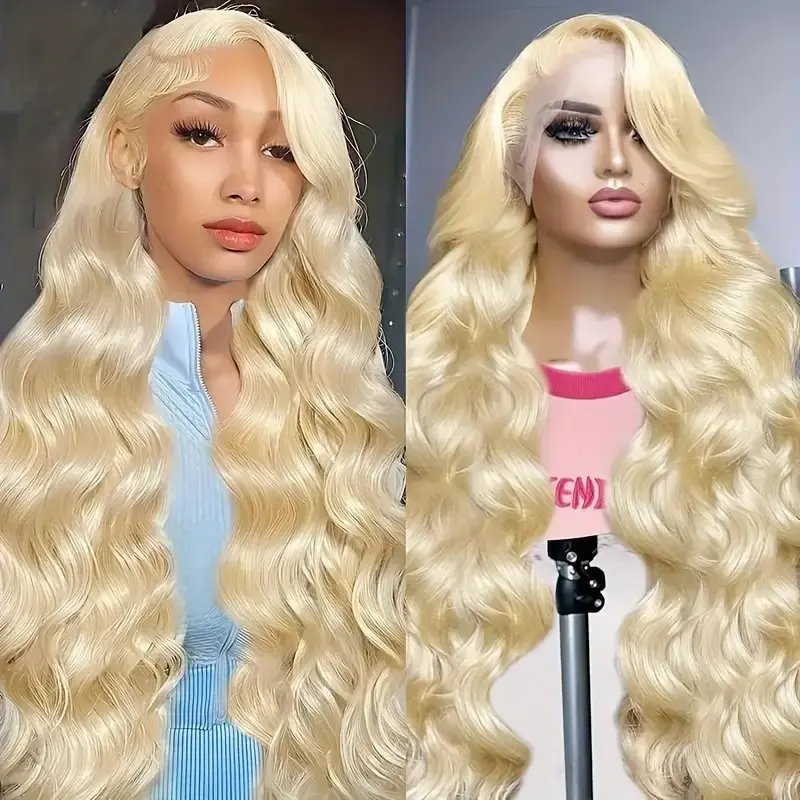 613 Blonde 13X6 HD Lace Wig Human Hair Front Wig Blonde Colored 34 Inches Body Wave Glue-Free Wave Wig 150 Density