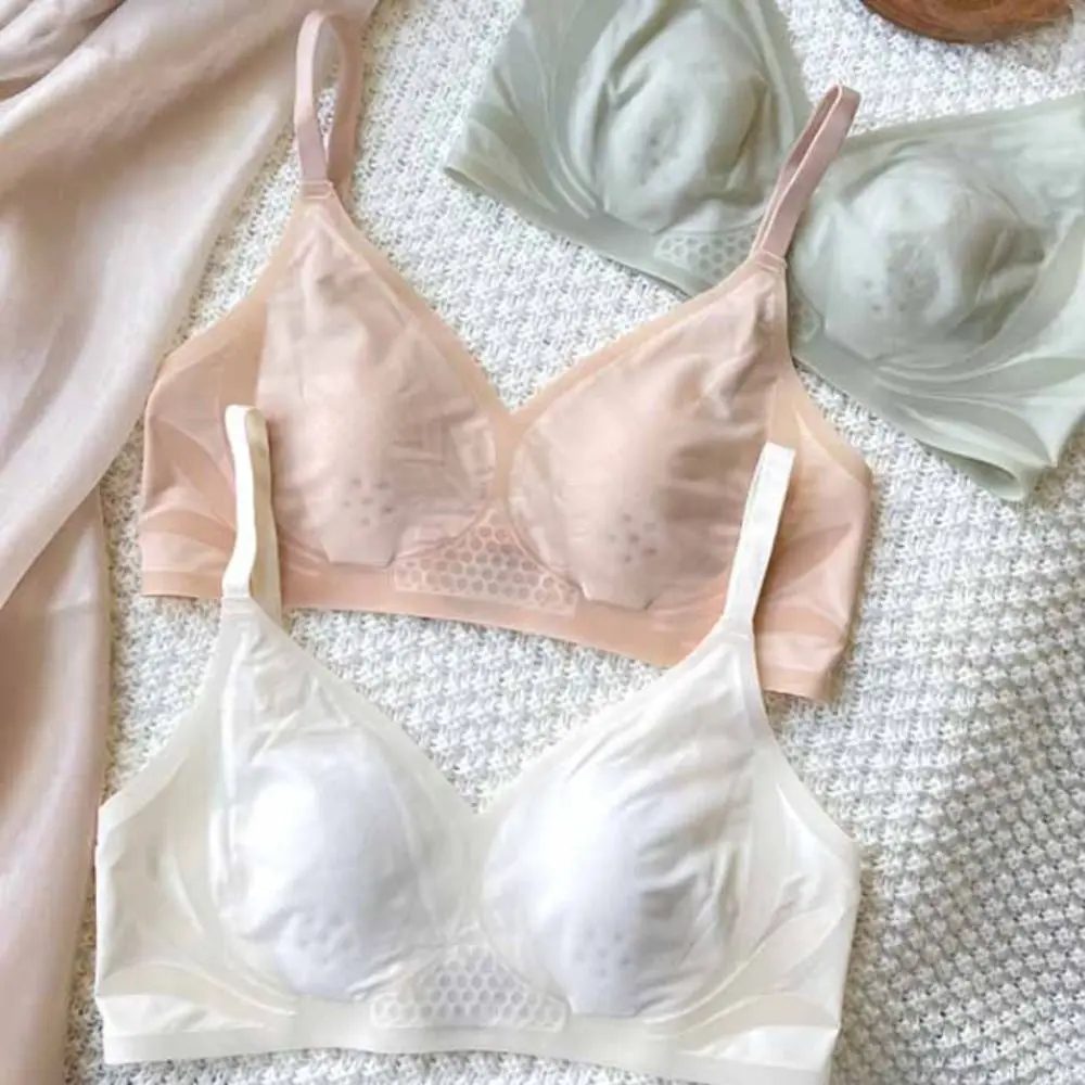 

Sweet Ice Silk Wireless Deep V Bra Anti-sagging Shockproof Seamless Underwear Women Lingerie Thin Push Up Bra Girls