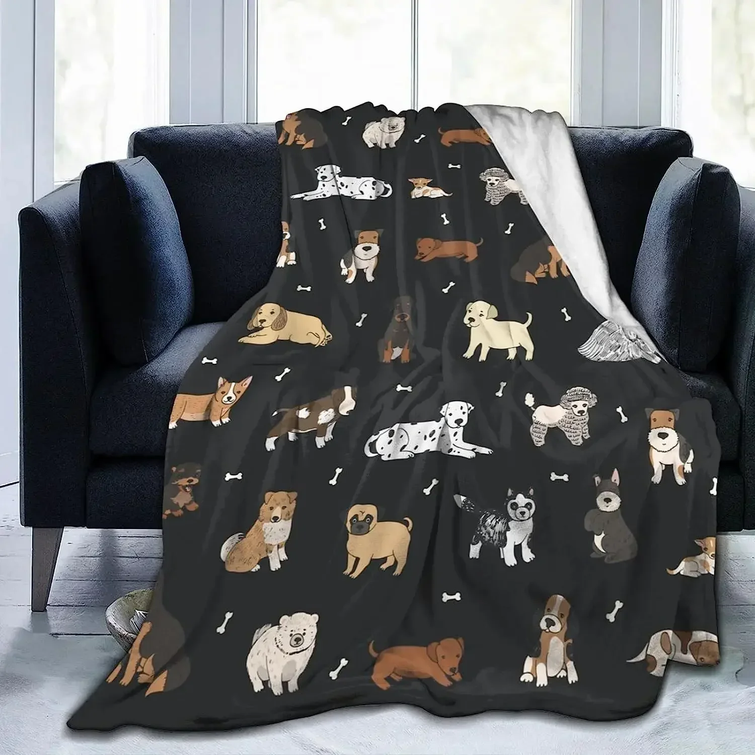 Puppy Dogs Cute Animals Throw Blanket Ultra Soft Warm All Season Cartoon Pets Decorative Fleece Blankets for Bed Chair