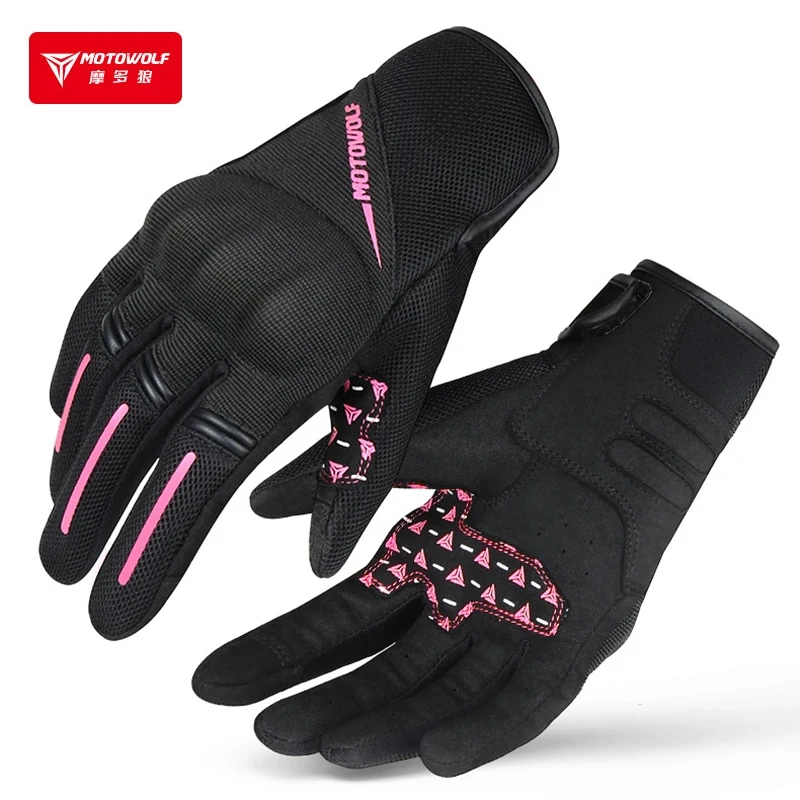 

Motowolf Summer Motorcycle Riding Gloves Breathable Mesh Full Finger Fall Prevention Touch Screen For Women Motorbike Gloves